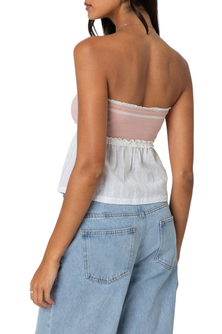 Rena Rib Peplum Tube Top, Alternate, color, PINK-AND-WHITE