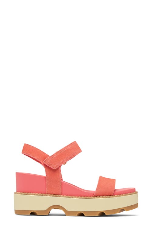 Sorel Joanie Iv Y Strap Wedge Sandal In Coral Blossom/gum