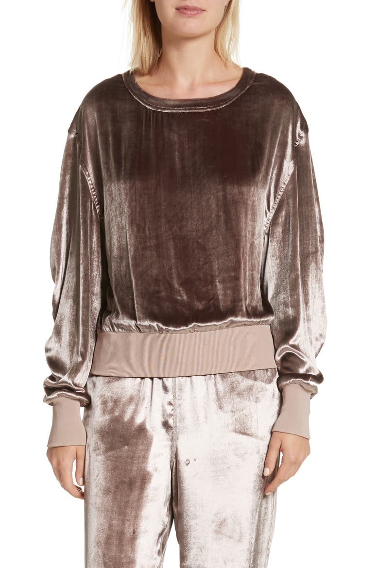 Velvet Sweatshirt, Main, color, MAUVE