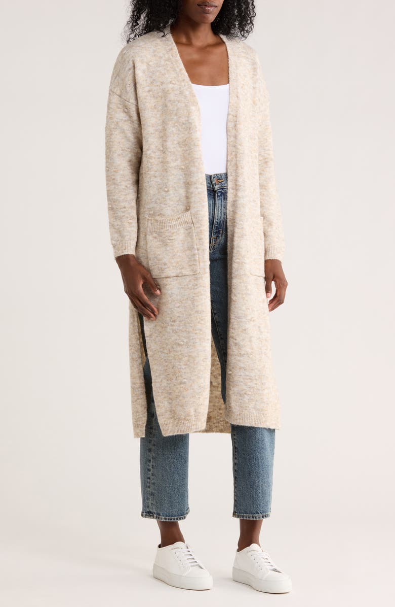 Love Token Dotti Open Front Cardigan, Main, color, Oatmeal