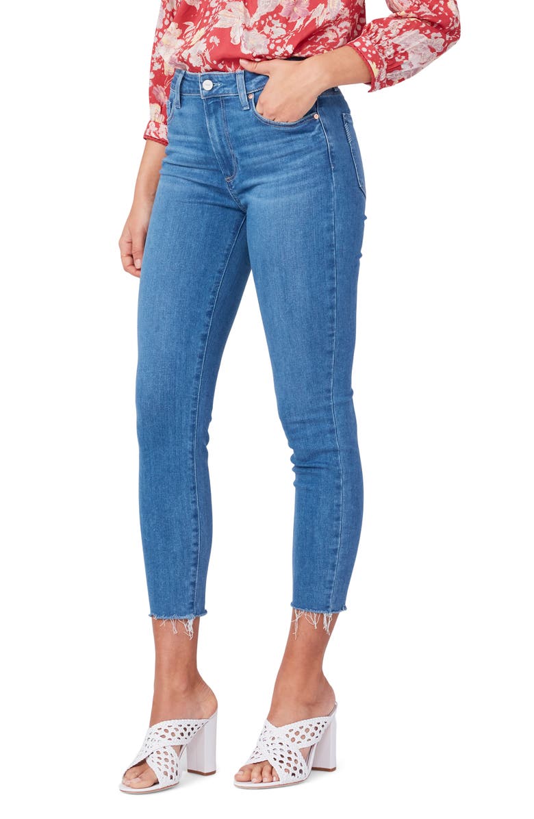 PAIGE Hoxton High Waist Raw Hem Crop Skinny Jeans, Alternate, color,