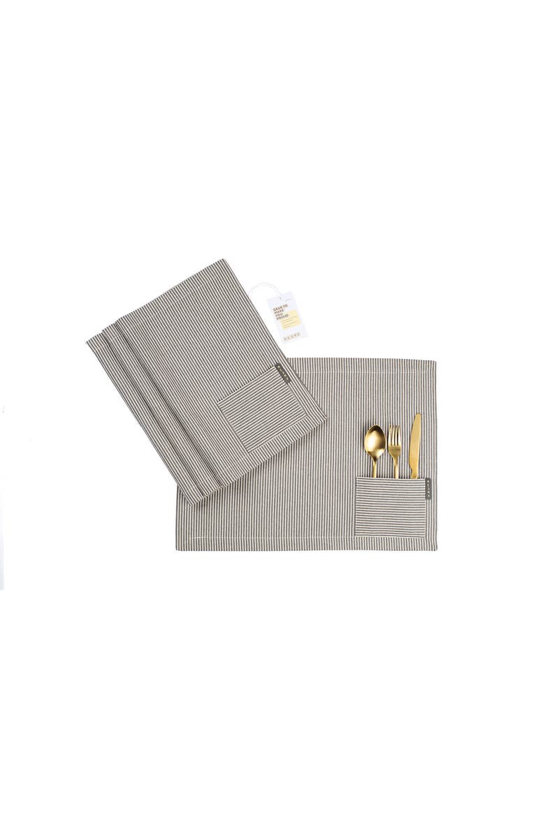 Cotton Cloth Placemats, Main, color, Black
