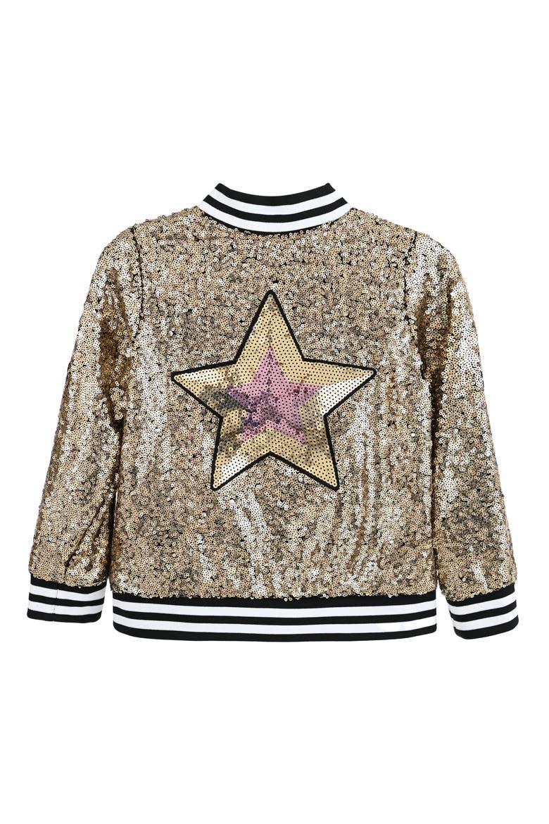 Sequin Bomber Jacket, Alternate, color, Gold