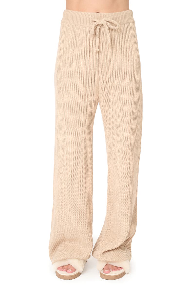 Gigi Drawstring Rib Sweater Pants, Alternate, color, NEUTRAL