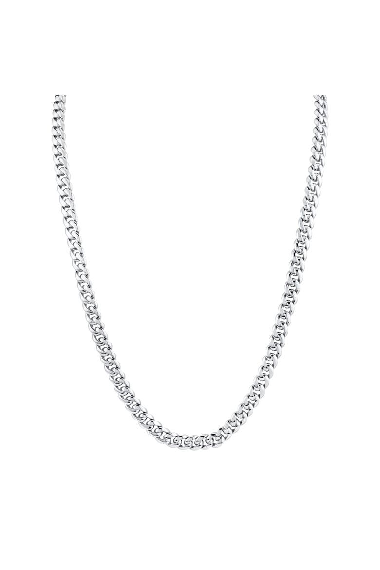 Men's 8 mm Cuban Chain Necklace, Main, color, Silver