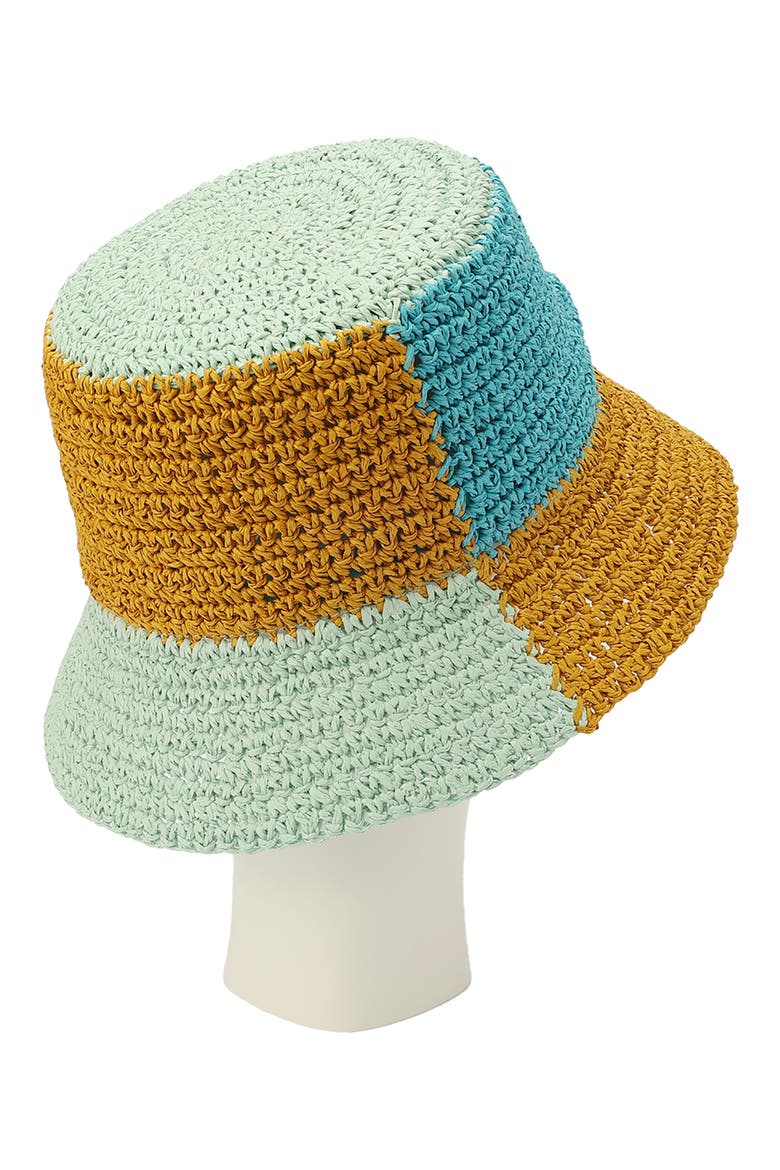 Colorblock Raffia Bucket Hat, Alternate, color, MINT LEAF