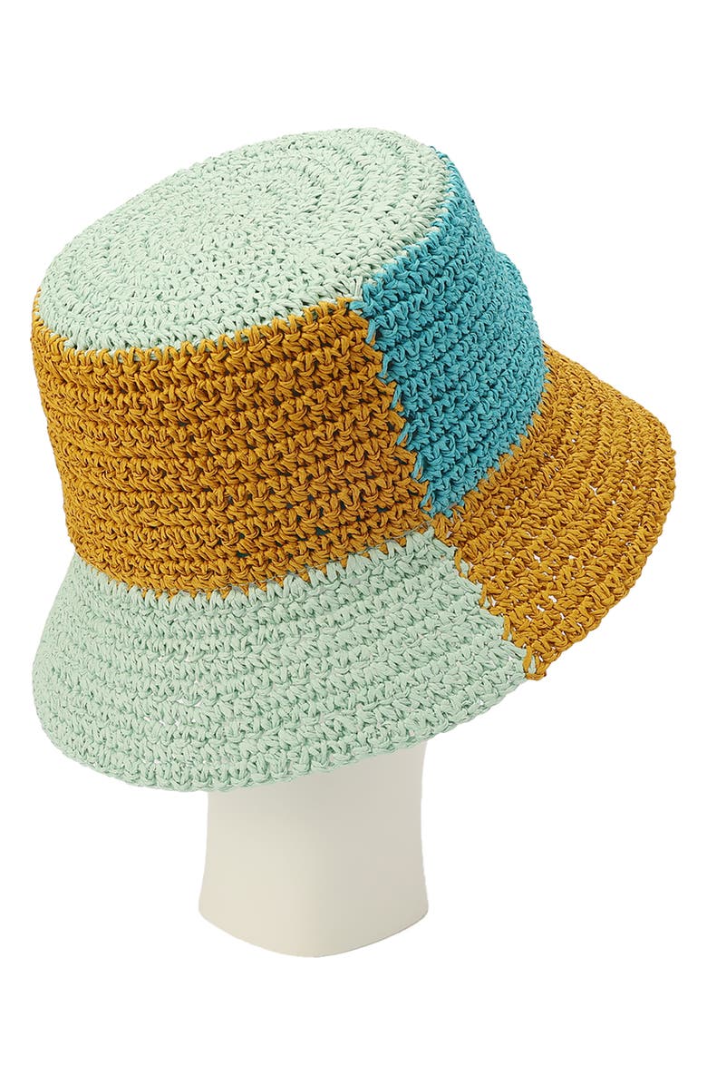 Kurt Geiger London Colorblock Raffia Bucket Hat, Alternate, color, 