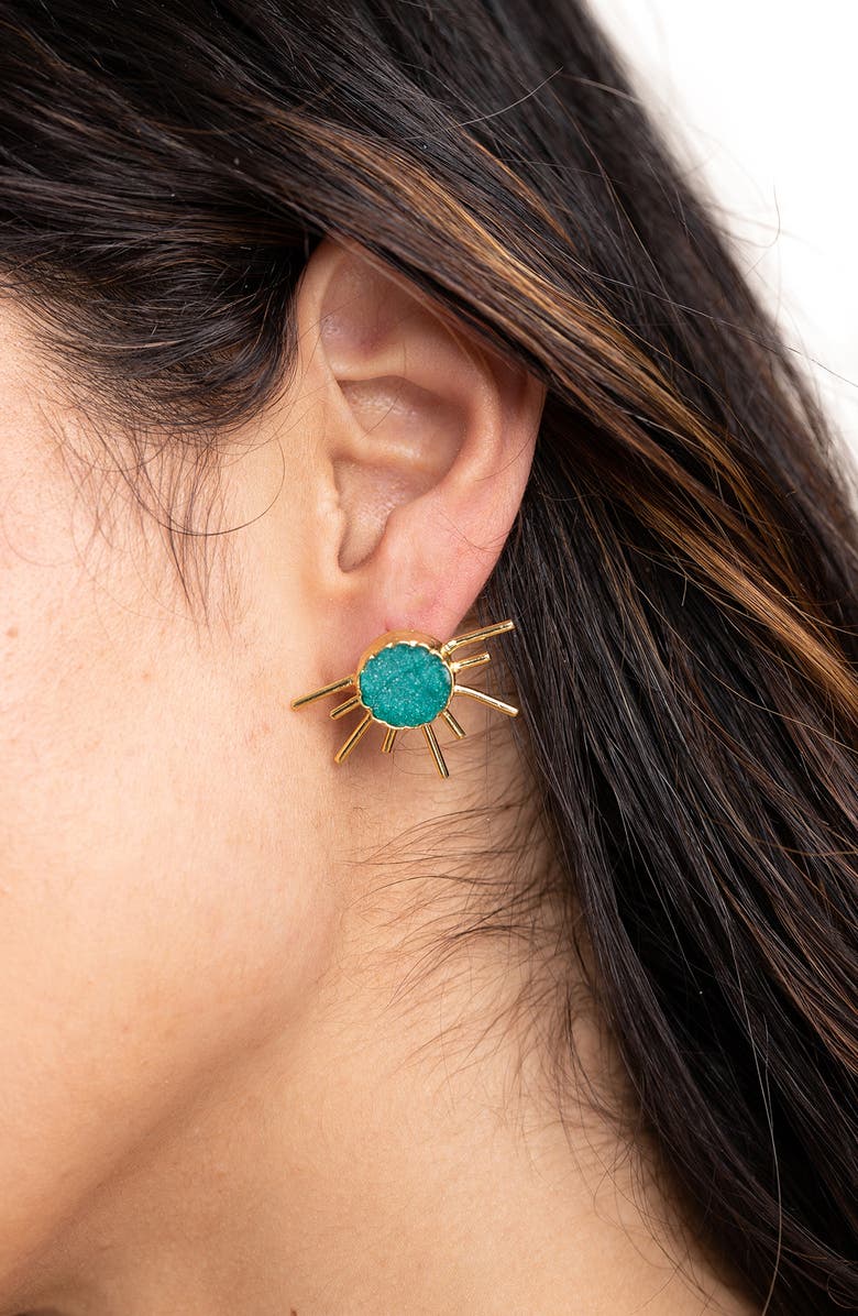 SAACHI Drusy Sun Stud Earrings, Alternate, color,