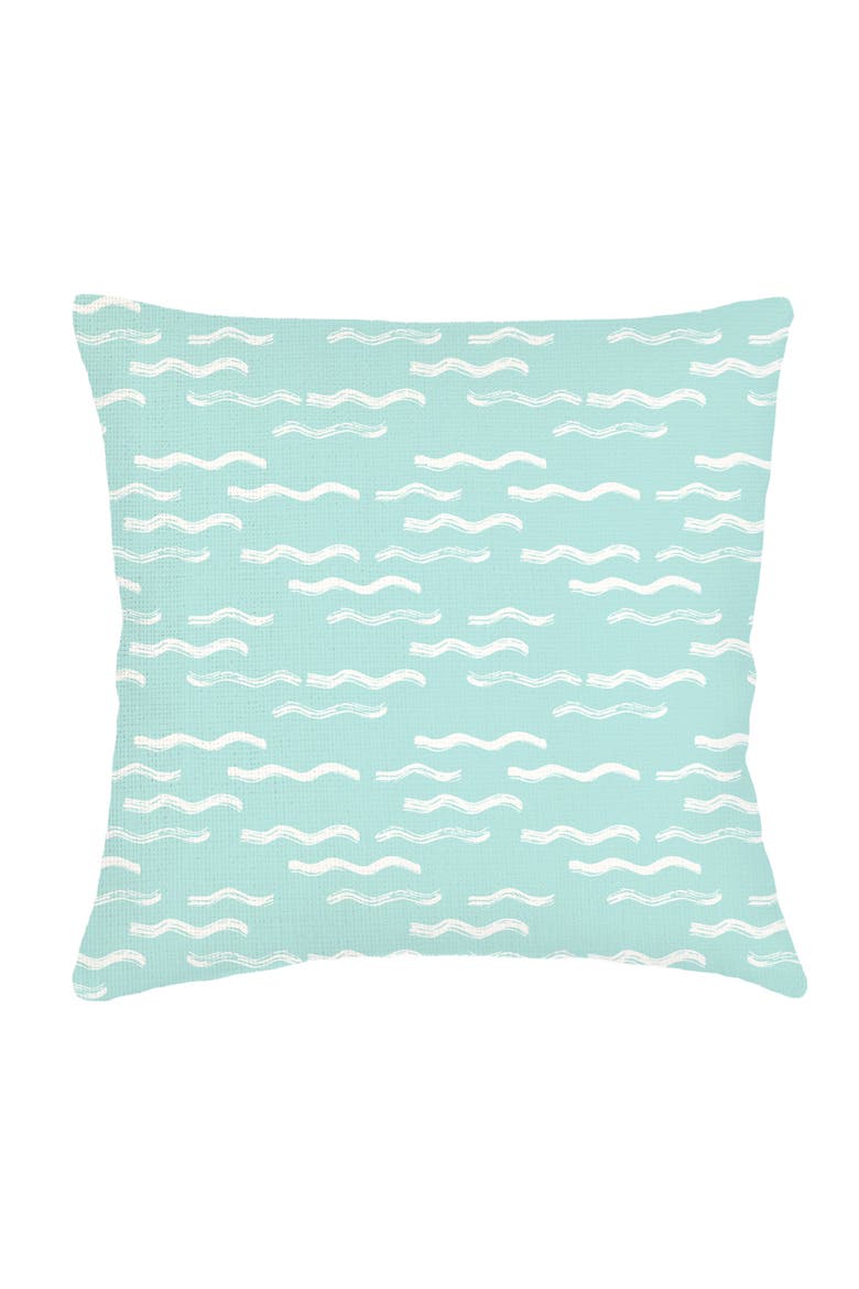 Wave Pool Aqua Linen Euro Pillow 26x26 with Down Insert, Main, color, Aqua