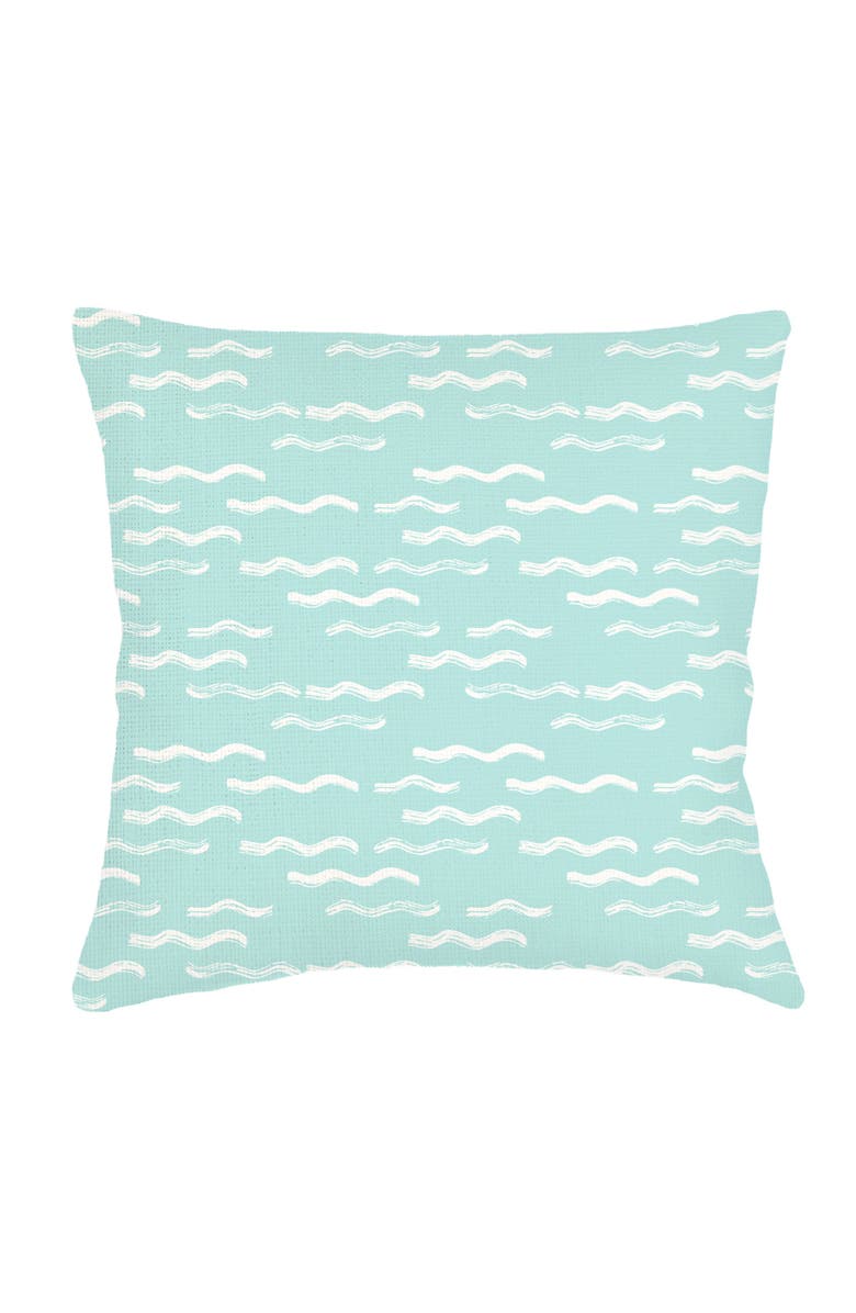 Anaya Wave Pool Aqua Linen Euro Pillow 26x26 with Down Insert, Main, color, Aqua
