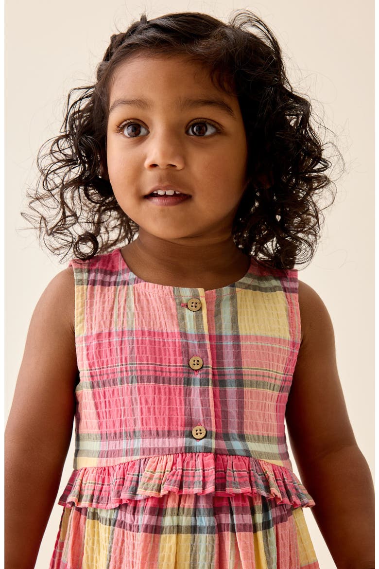 Kids' Check Print Sleeveless Dress, Alternate, color, PINK