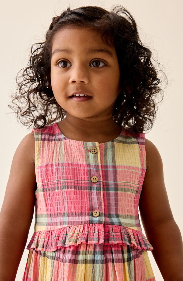 NEXT Kids' Check Print Sleeveless Dress, Alternate, color, Pink