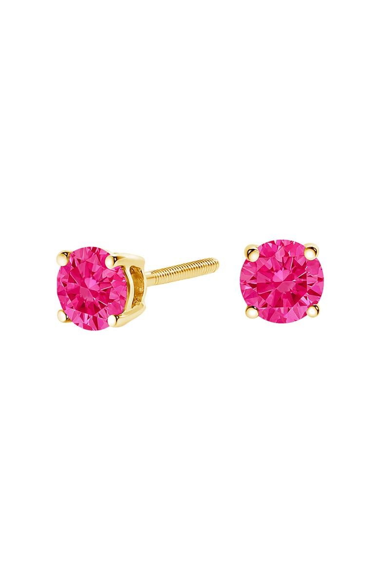 14K Yellow Gold 1.0 Cttw Pink Lab Grown Diamond Solitaire Stud Earrings, Main, color, Pink Diamond | Yellow