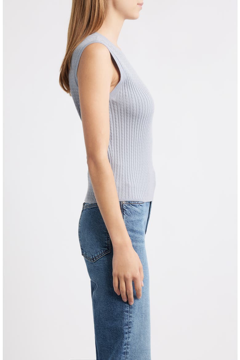 The Fine Cable Sleeveless Sweater, Alternate, color, GREY BLUE