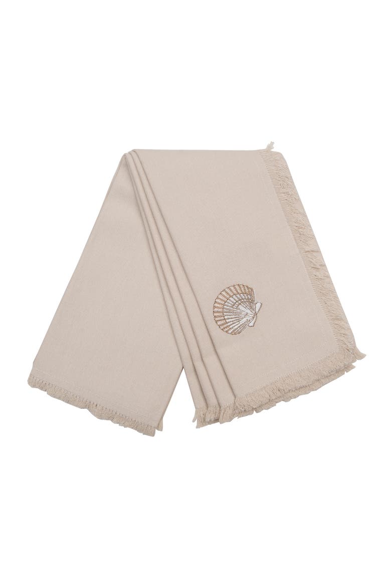 Shell Embroidered Set of 4 Cloth Napkins, Alternate, color, Off-White