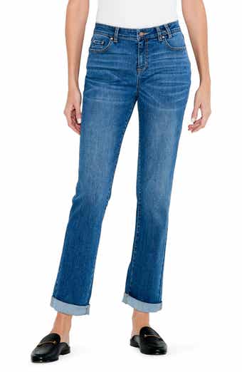 NIC+ZOE Cuffed High Waist Straight Leg Girlfriend Jeans
