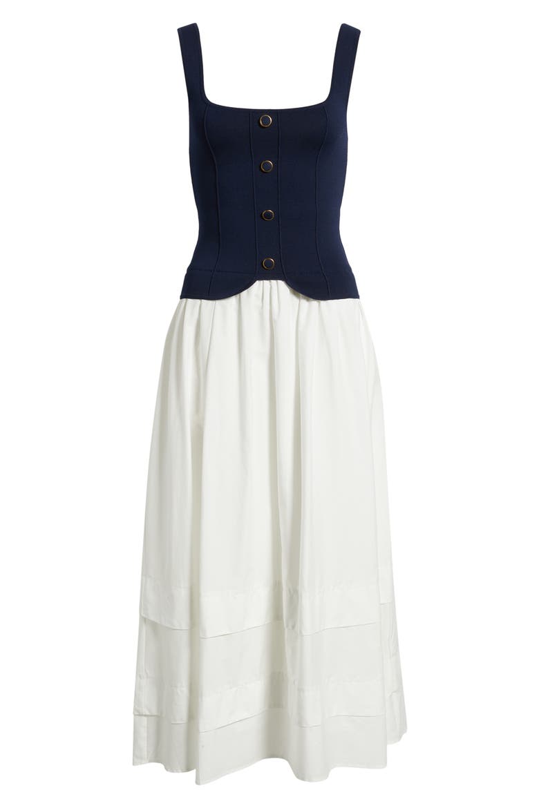 Mixed Media Midi Dress, Alternate, color, NAVY