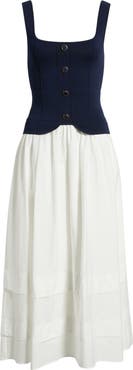 MOON RIVER Mixed Media Midi Dress