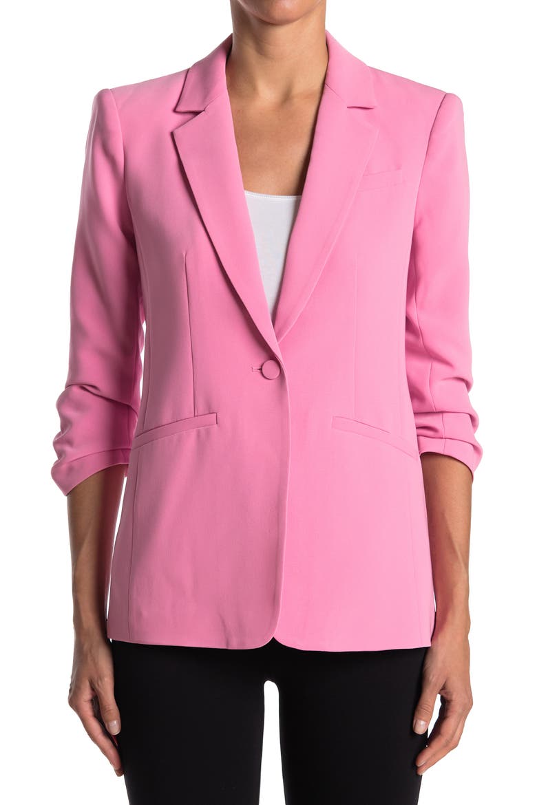 Crepe Khloe Blazer, Alternate, color, WILD ORCHID