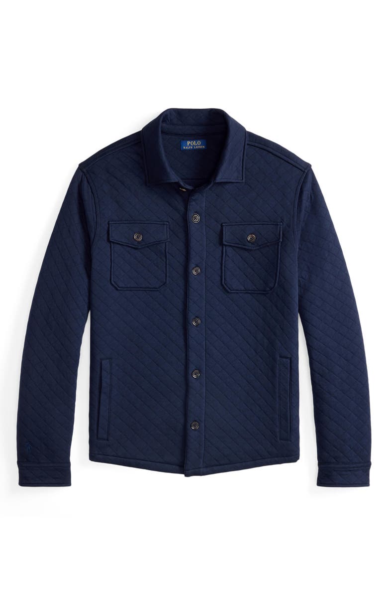 Polo Ralph Lauren Micro Quilted Cotton Button-Up Shirt Jacket, Alternate, color, Aviator Navy