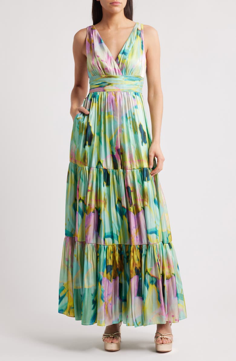 KOBI HALPERIN Britt Pleated Satin Gown, Main, color, 