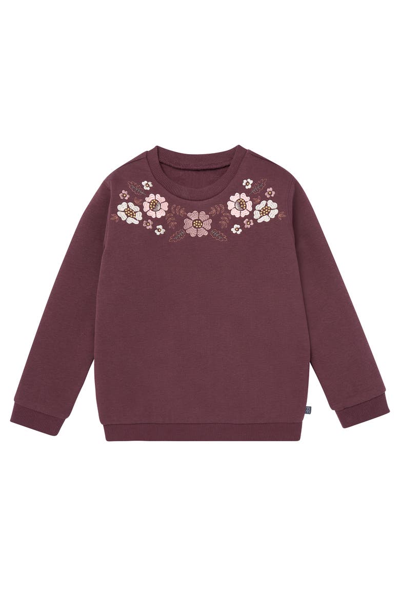 Embroidered Floral Sweatshirt and Jogger Set, Alternate, color, Purple