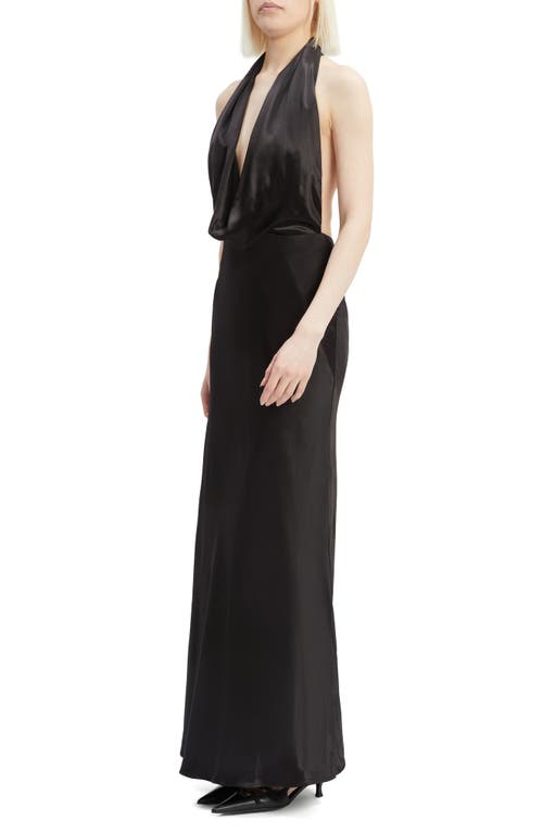 Bardot Cowl-neck Backless Maxi Dress In Black