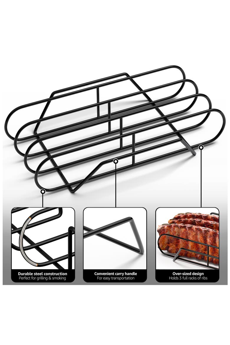 Nonstick XL Rib Rack, Alternate, color, BLACK