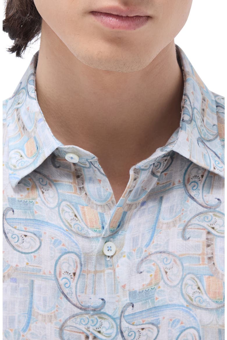 Julian Shaped Fit Linen Button-Up Shirt, Alternate, color, MINT