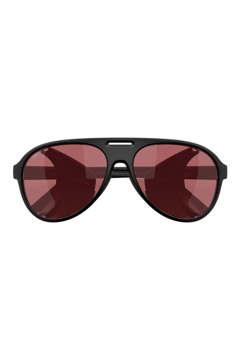 59mm Polarized Pilot Sunglasses, Alternate, color, MATTE BLACK / ROSE 580G