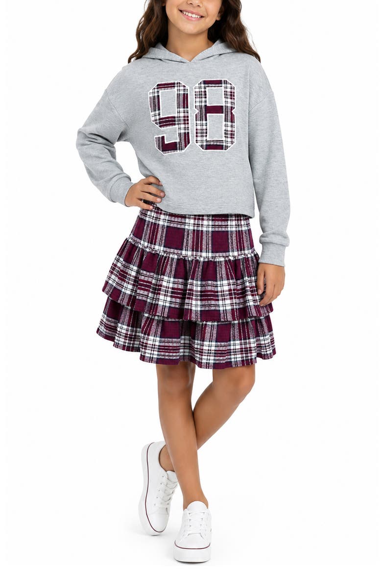 Kids' Hoodie & Skort Set, Alternate, color, GREY MULTI
