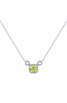 LuvMyJewelry La Vie Cushion Cut Peridot & Diamond Pendant Necklace - 0.04ct.