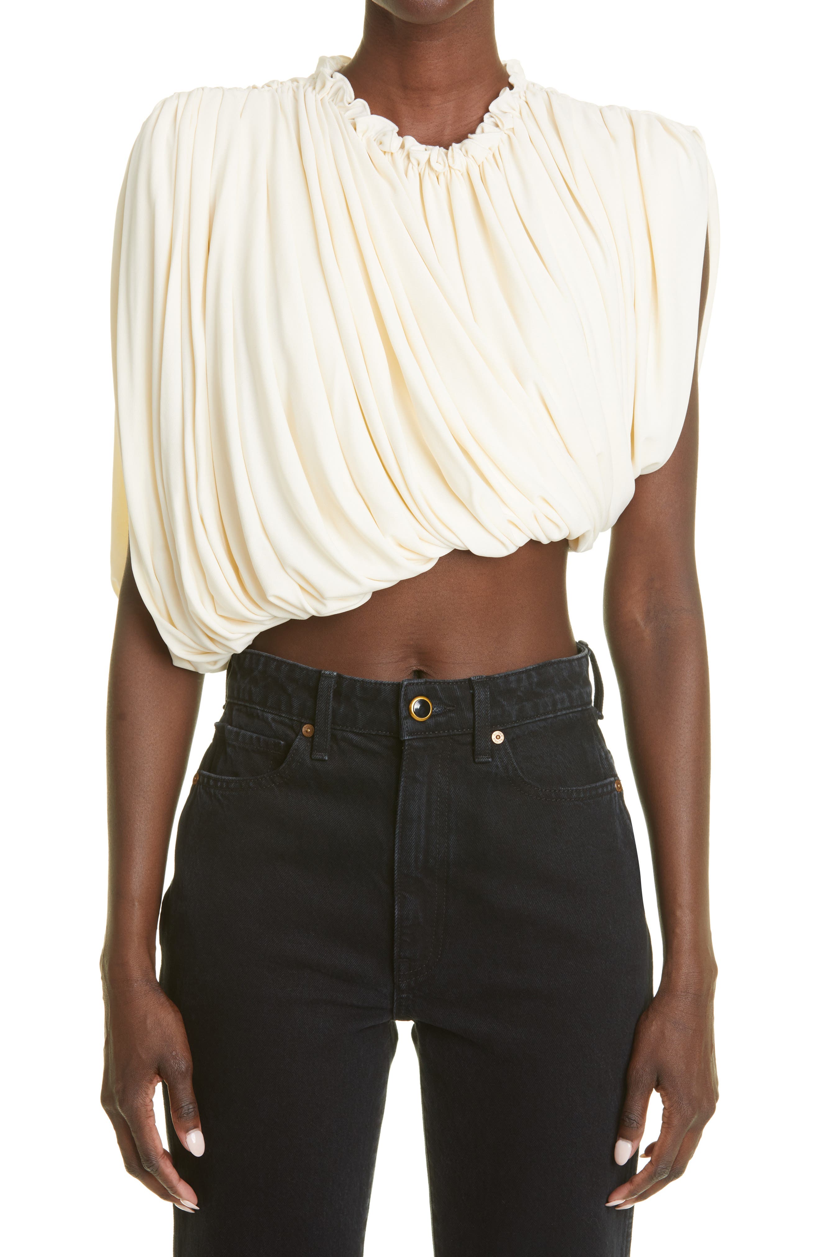 Khaite Lowry Asymmetric Draped Jersey Top (Women) | Nordstrom
