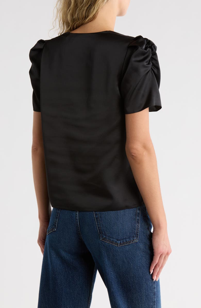 FRAME V-Neck Puff Sleeve Top, Alternate, color, Black