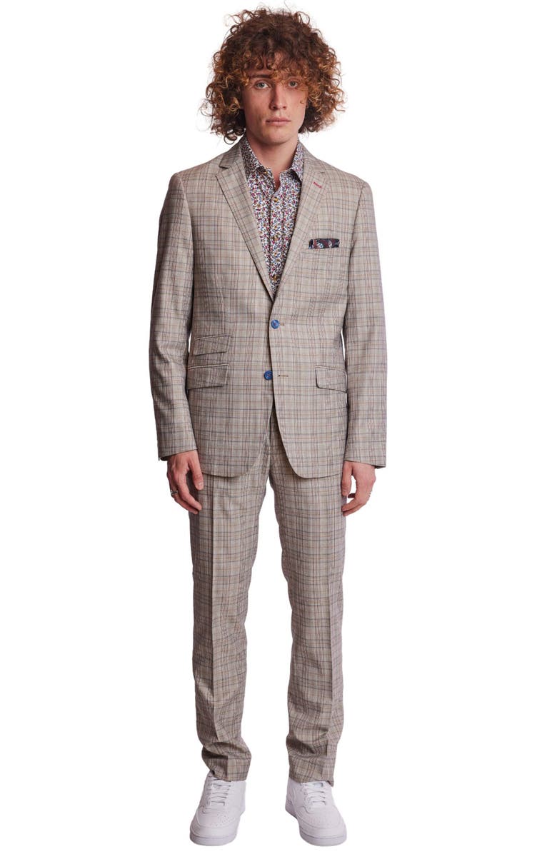 PAISLEY & GRAY Dover Slim Fit Plaid Sport Coat, Alternate, color, Tan Pink Blue Plaid