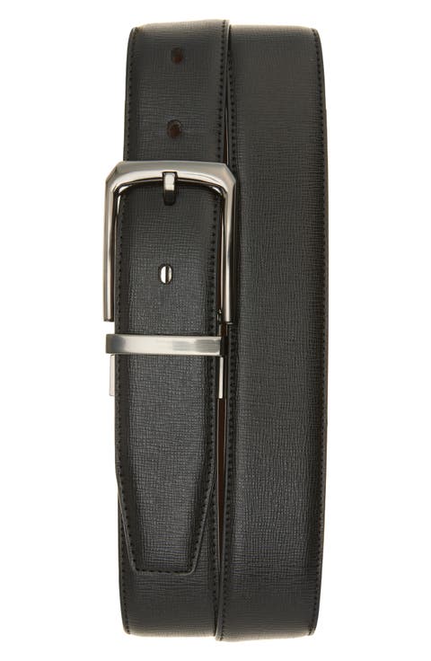 Feather Edge Stitched Faux Leather Belt