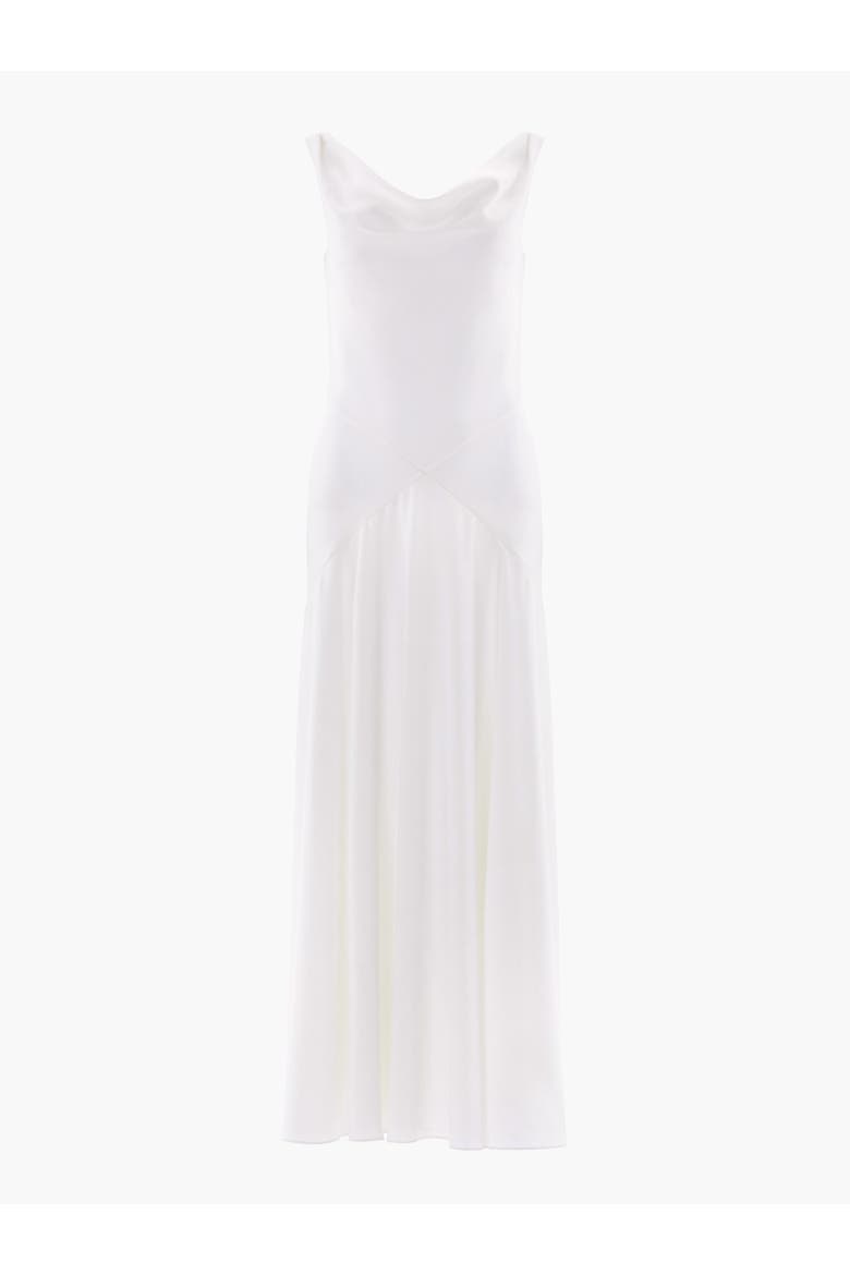 Evangeline Satin Cowl Neck Gown, Alternate, color, Chalk