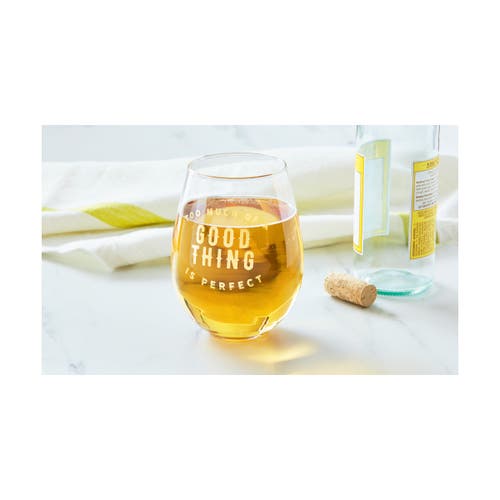 Tag Good Thing Stemless Wine Glasses Set Of 2 Gold Drinkware In White