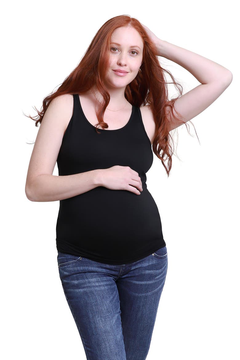 Ingrid & Isabel® Maternity Scoop Neck Tank, Alternate, color, BLACK