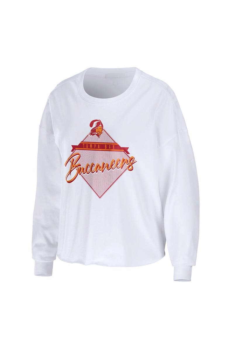 WEAR by Erin Andrews Women's WEAR by Erin Andrews White Tampa Bay Buccaneers Domestic Cropped Long Sleeve T-Shirt, Alternate, color, 