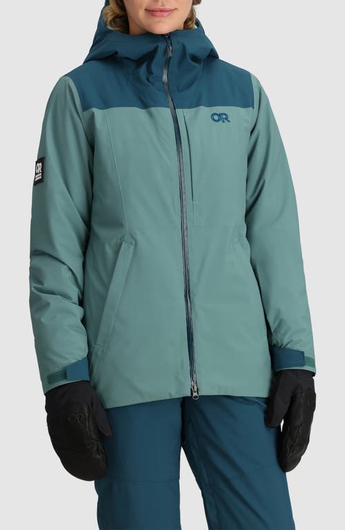 Outdoor Research Snowcrew Waterproof Hooded Ski Jacket in Neptune/Harbor 