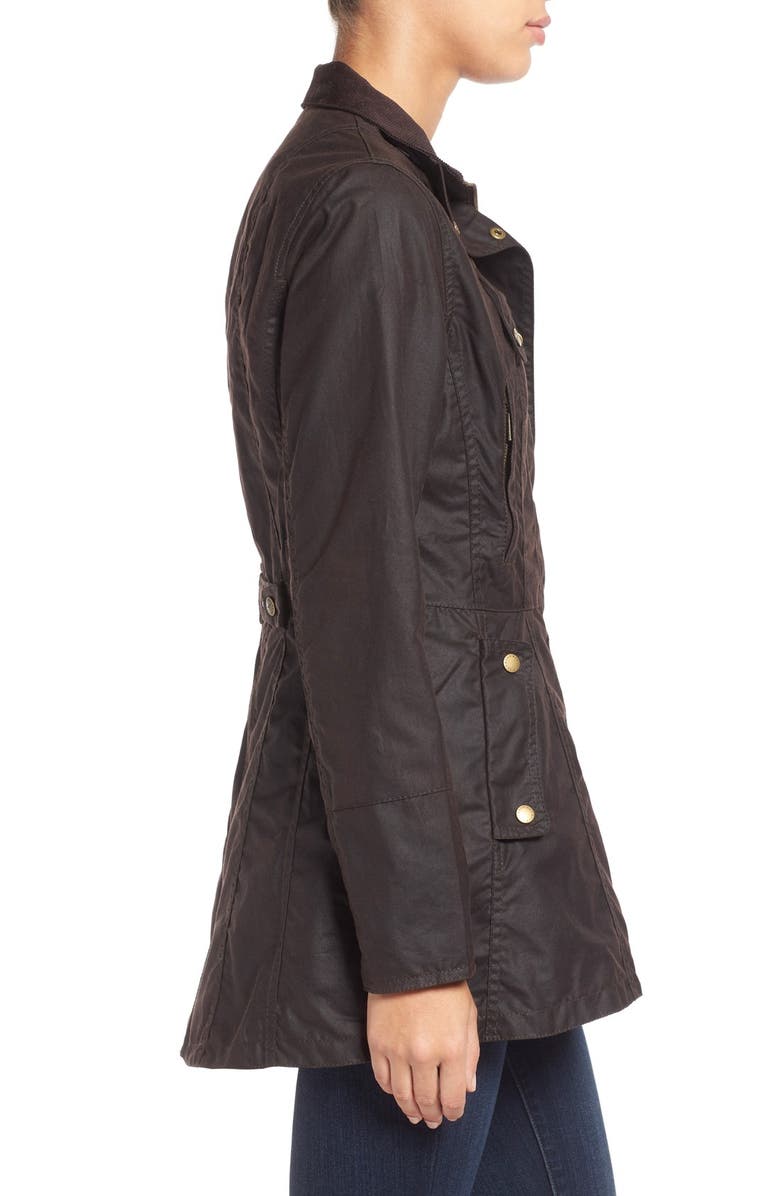 Barbour 'Holsteiner' Skirted Waxed Cotton Jacket, Alternate, color, 