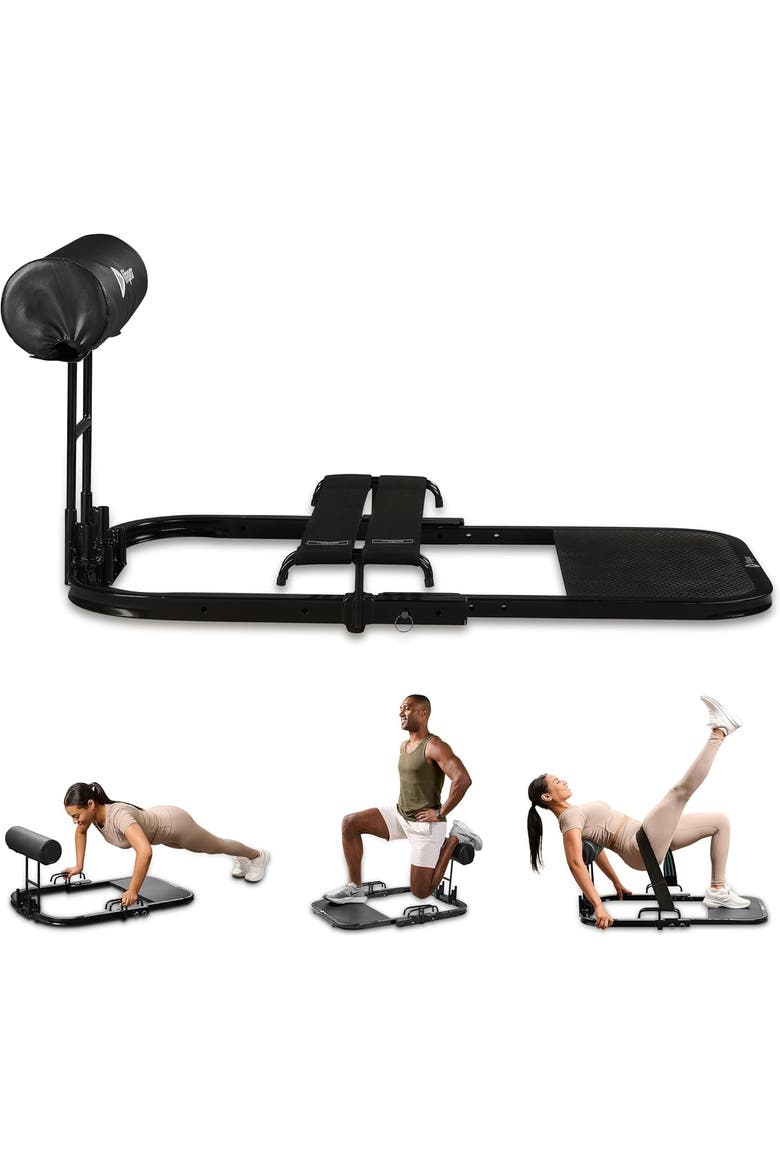 Hip Thrust Machine  Adjustable Glutes Workout Equipment for Home GluteBlast Foldable Sissy Squat Machine Bench, Main, color, Lite Black