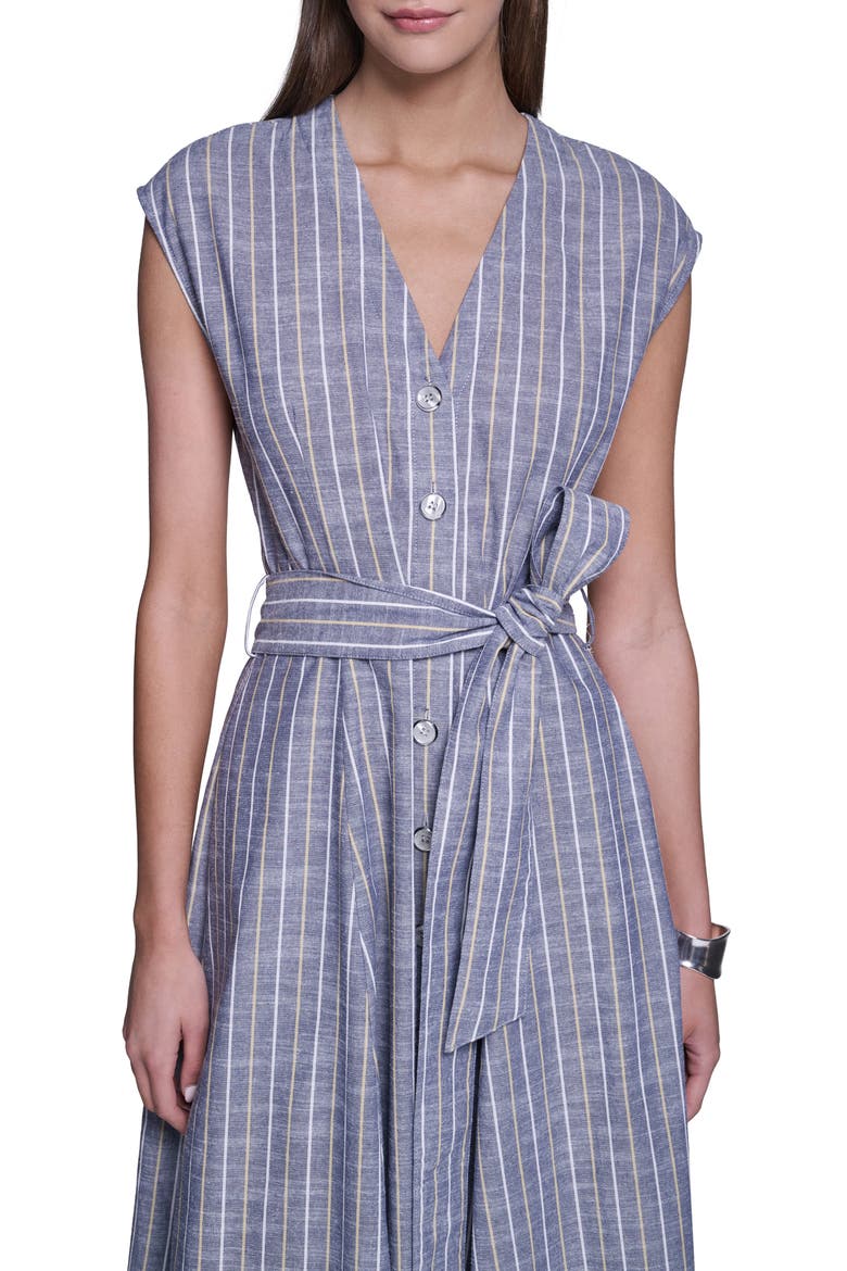 Tie Waist Cotton Maxi Dress, Alternate, color, BLUE STRIPE