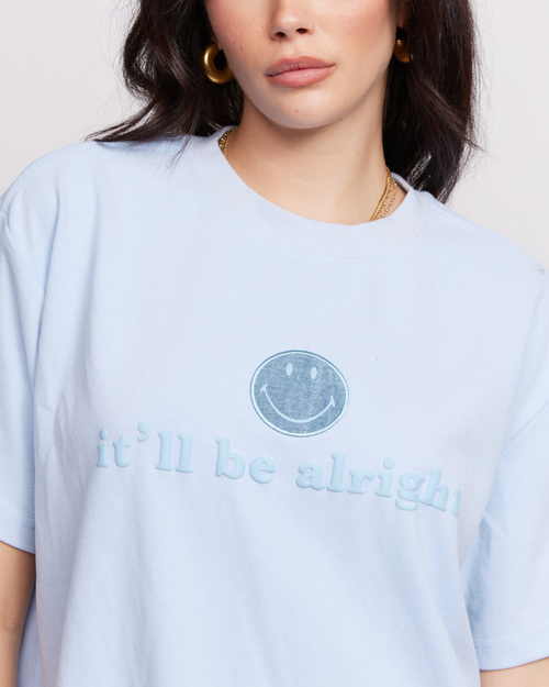 Samii Ryan Smiley It'll Be Alright Oversized Tee In Blue