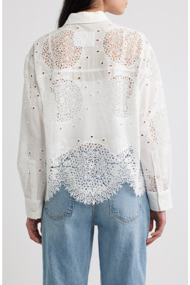 Embroidered Eyelet Lace Button Down Shirt, Alternate, color, RING EMBROIDERY
