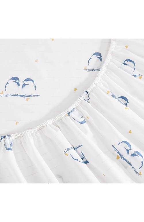 Poppy & Fritz Poppy And Fritz Tweet Tweet Birds 200 Thread Count Cotton Percale Sheet Set In Blue