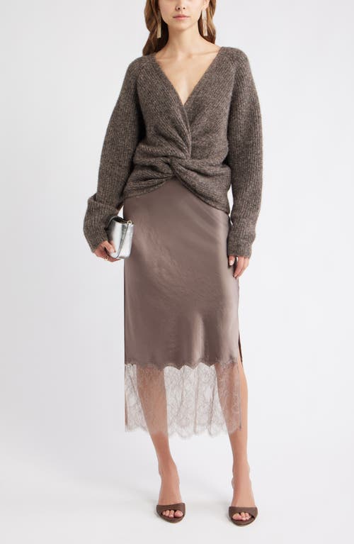 Open Edit Twist Reversible Sweater In Brown