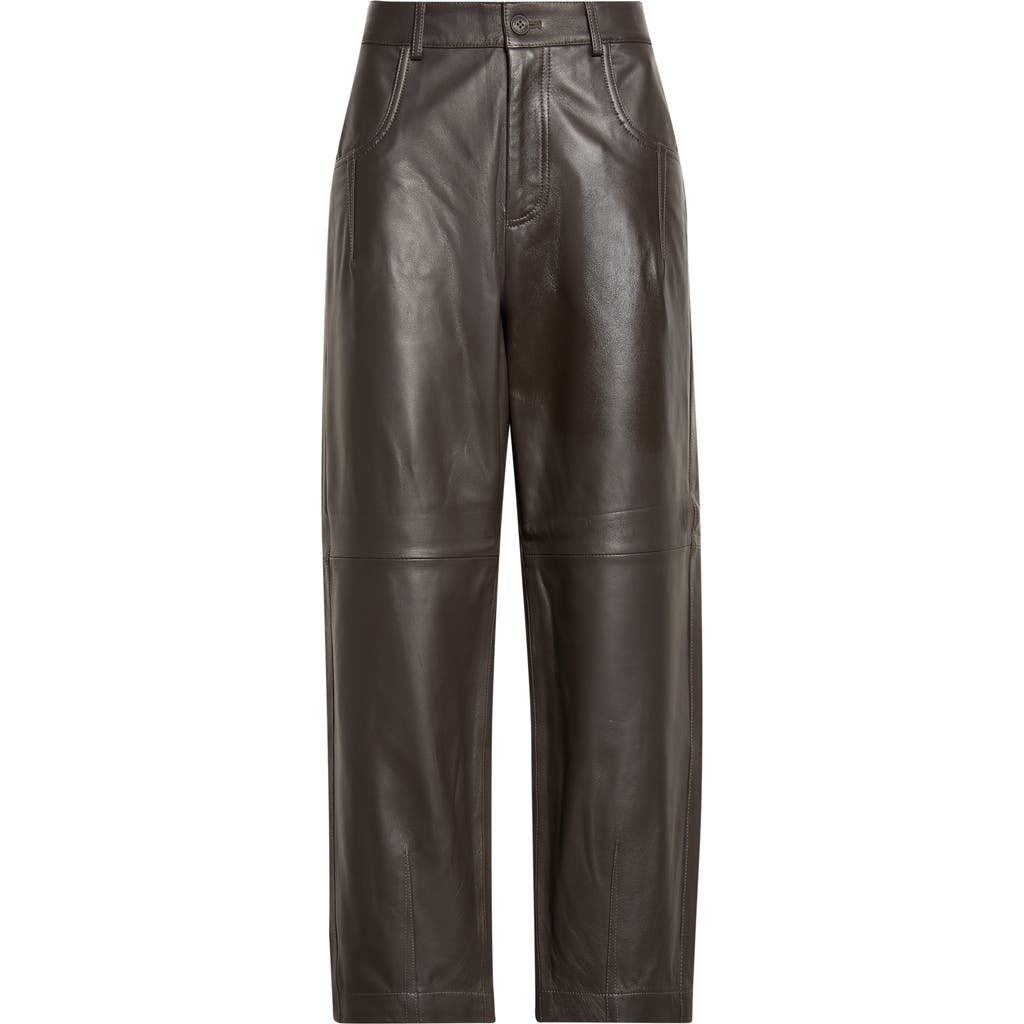 Eleventy Lambskin Leather Pants In Brown