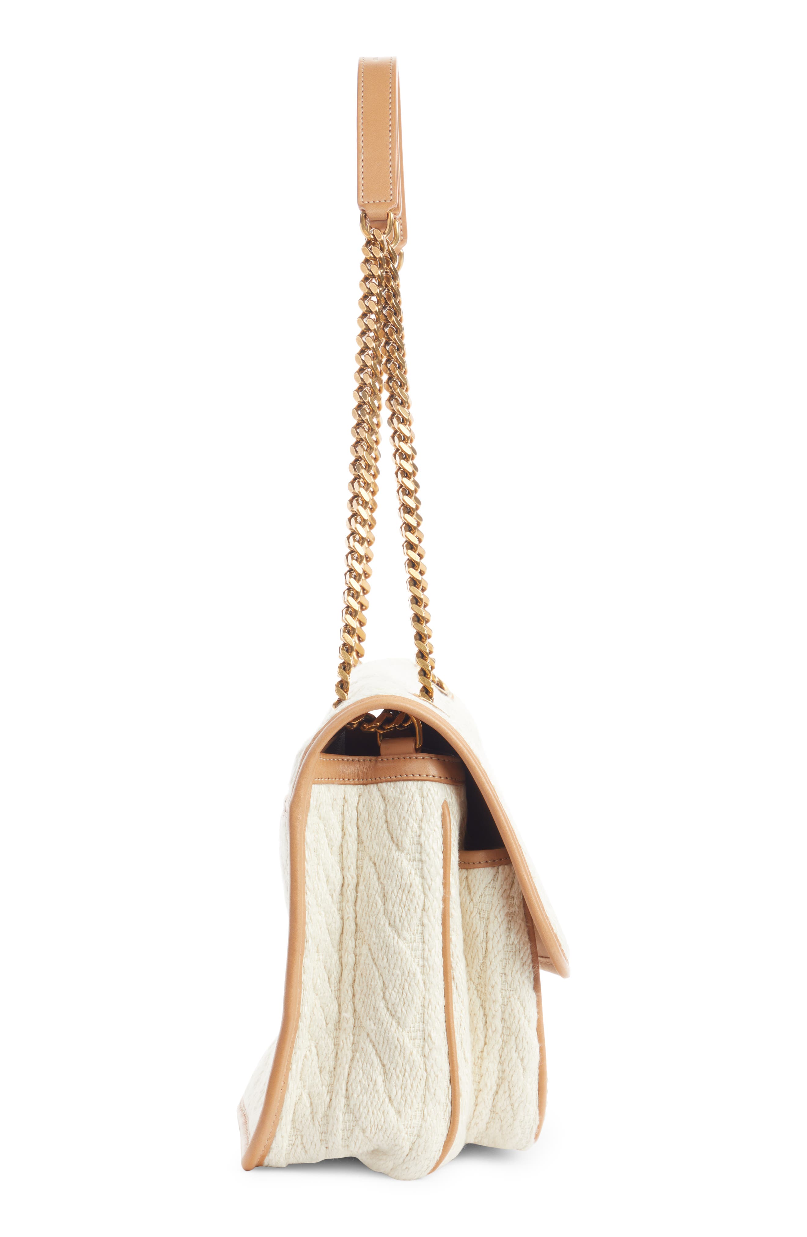 Saint Laurent Medium Niki Jacquard Shoulder Bag, Alternate, color, Soy Milk